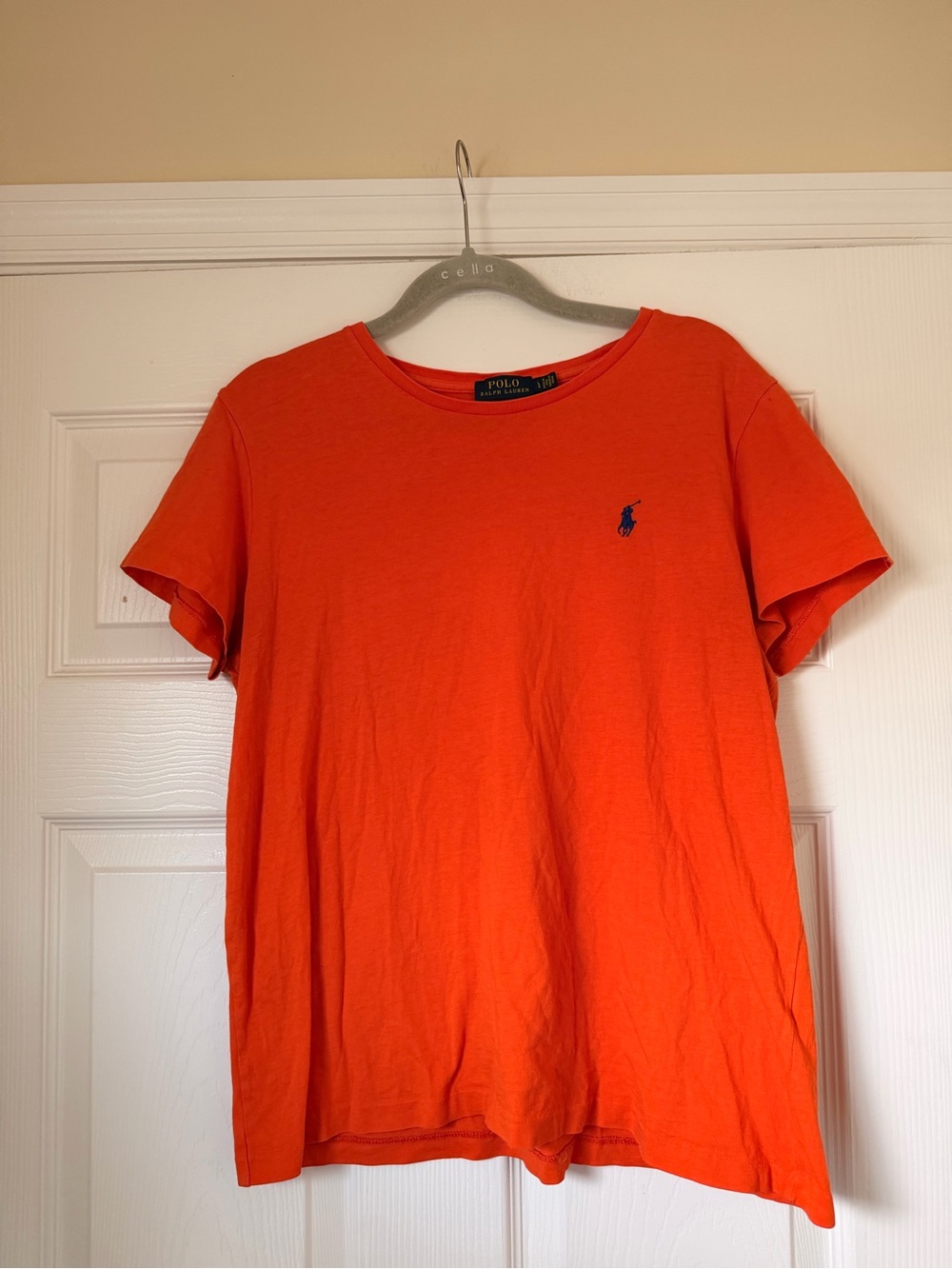 Ralph Lauren Orange Short-Sleeve Crew Tee with Navy Polo Logo